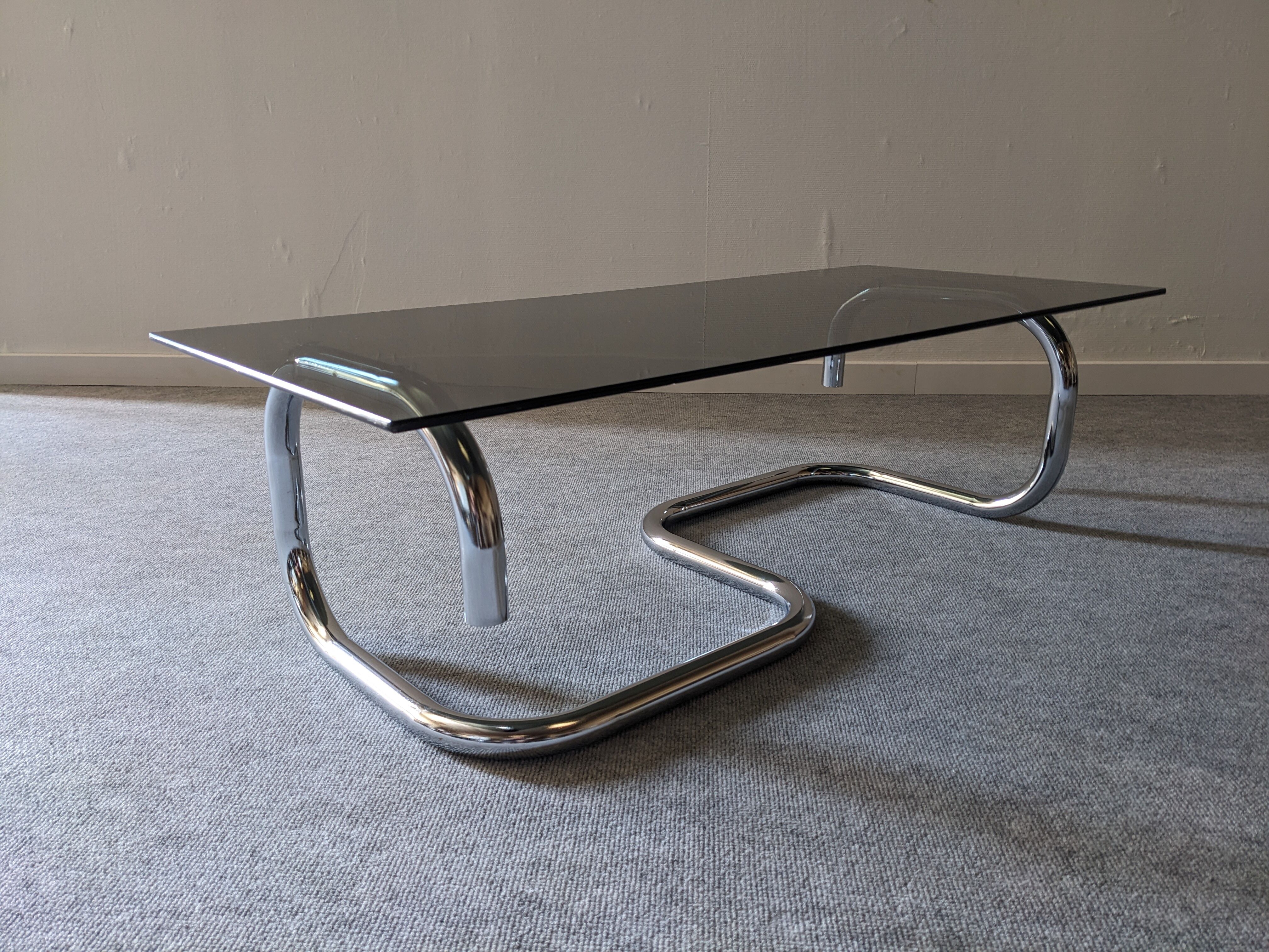 Space age coffee table in smoked glass from the 60s/70s