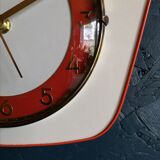 Vintage formica clock silent wall clock "Jaz white orange"