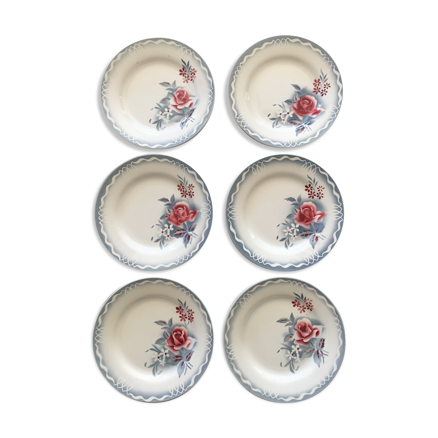 Set de 6 assiettes Digoin Sarreguemines modèle Olga