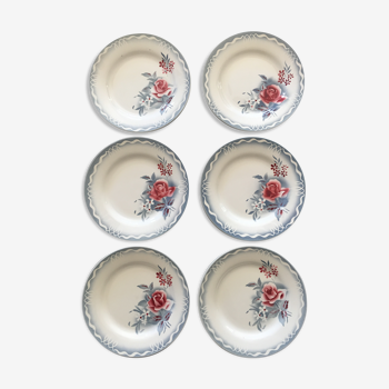 Set of 6 plates Digoin Sarreguemines model Olga