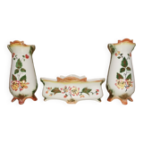Pair of Vases + Planter Art Nouveau Barbotine / Faience