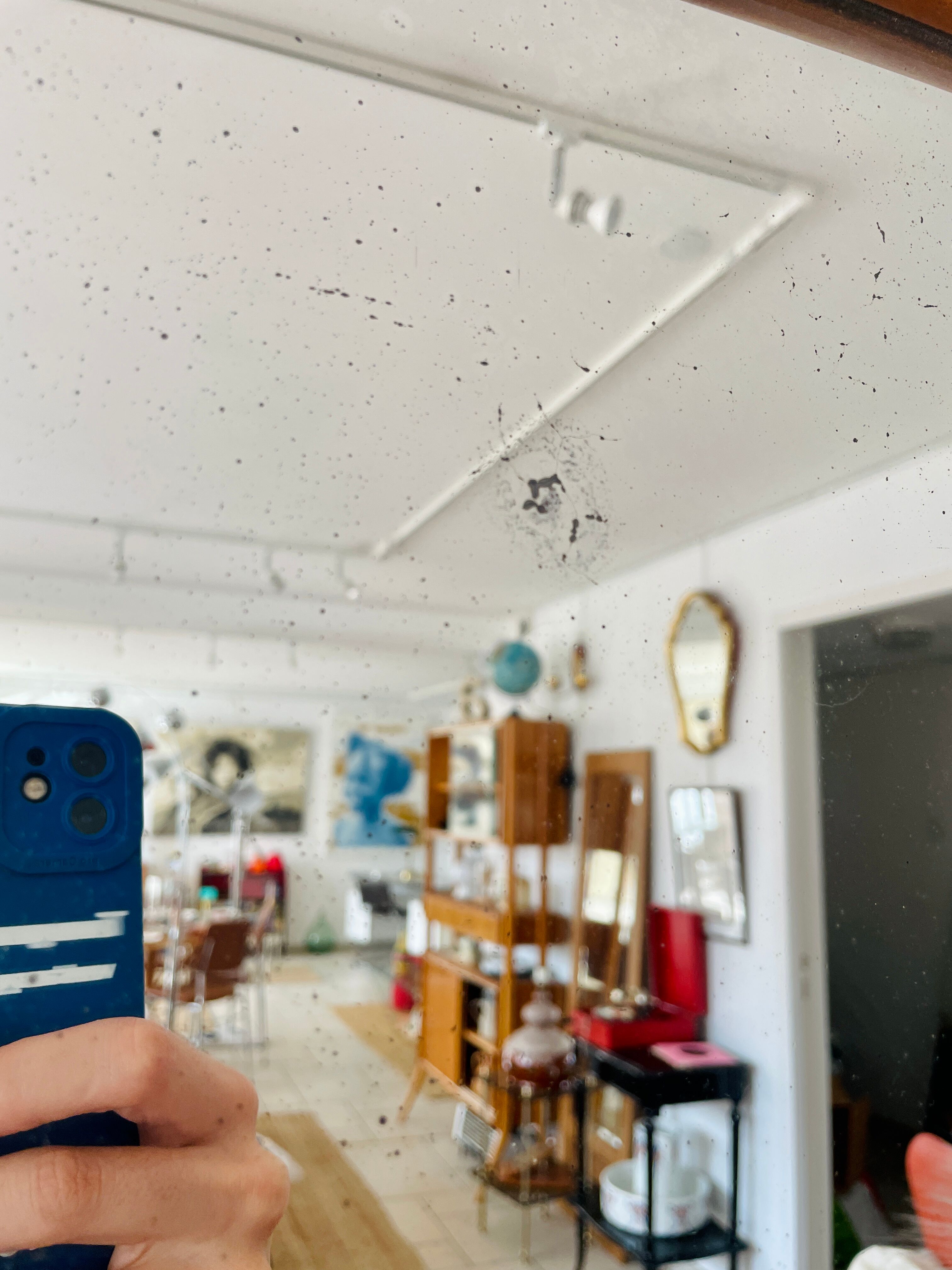 Wood mirror carved bamboo style