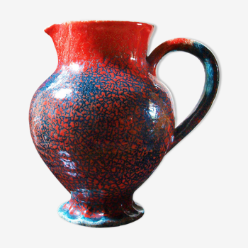 Pichet en céramique des potiers d'Accolay multicolore