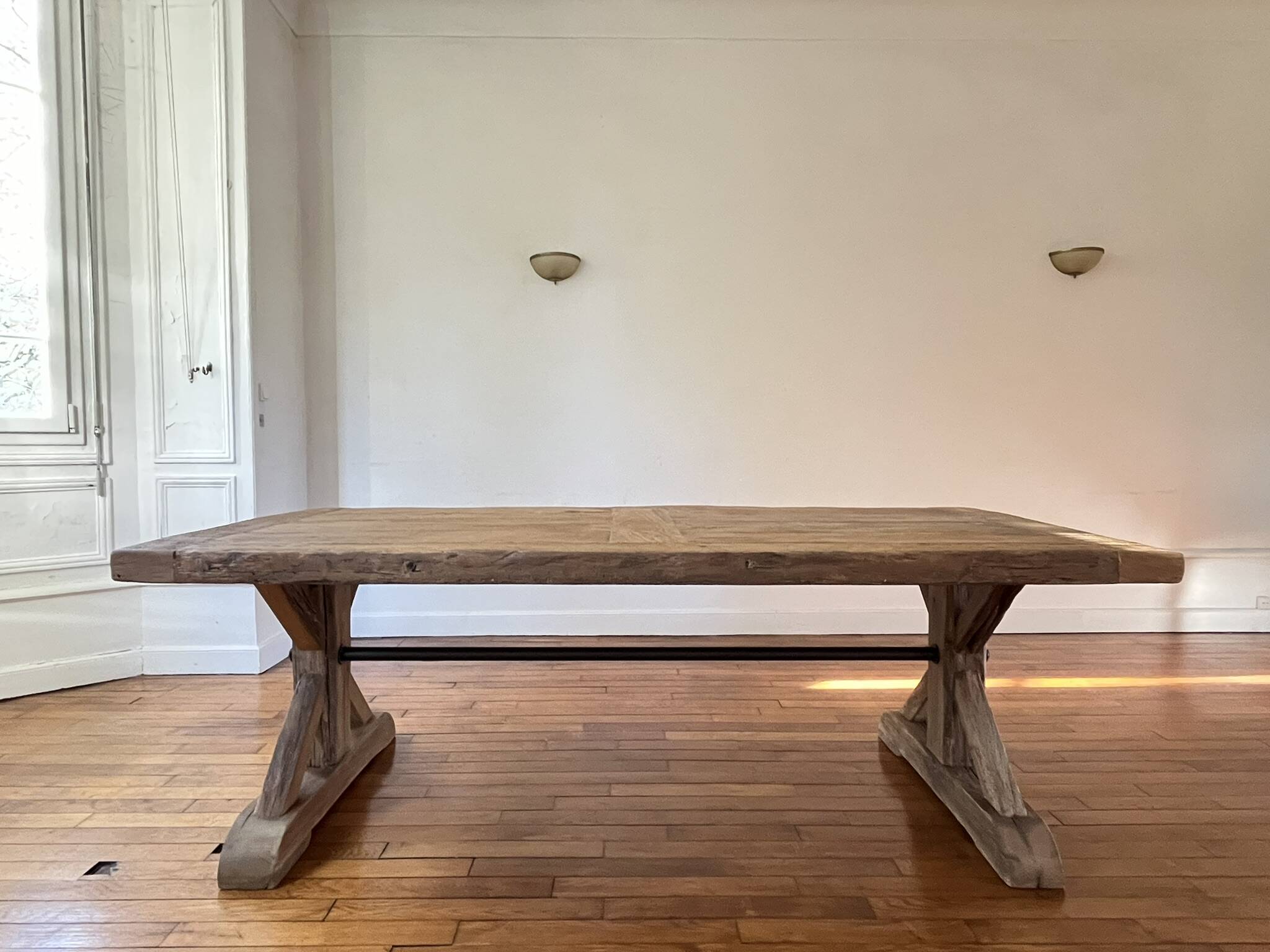 Antique solid oak farmhouse table with star legs - length 200 cm