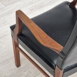 1960s, Danish armchair, original very good condition, teak wood, artificial leather.