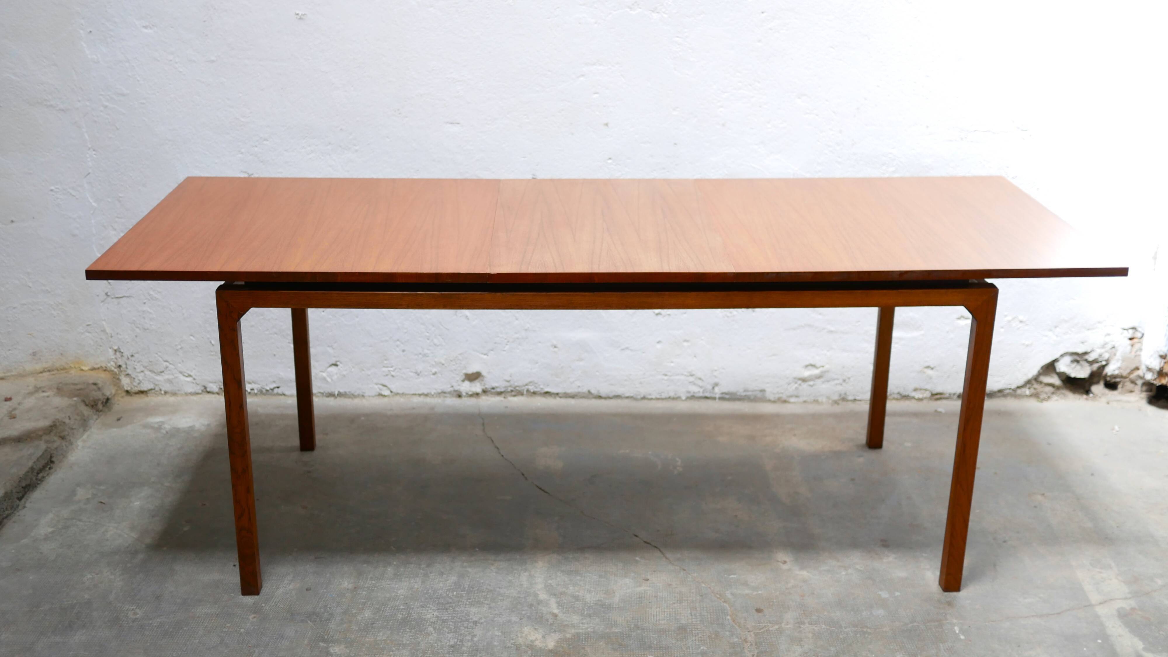 Extendable teak dining table by Gérard Guermonprez for Magnani editions