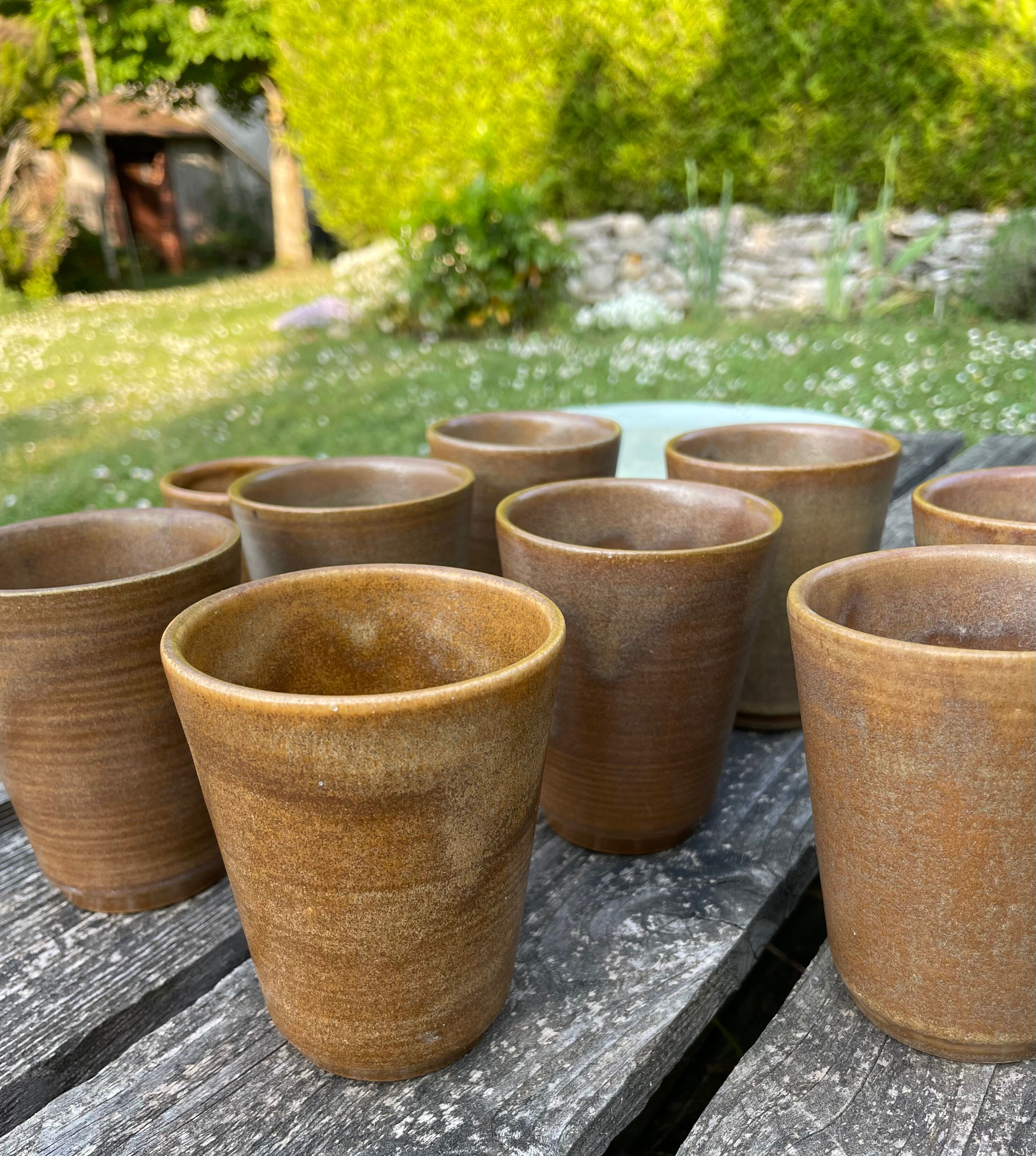 Set of 9 sandstone glasses from the Digoin manufacture