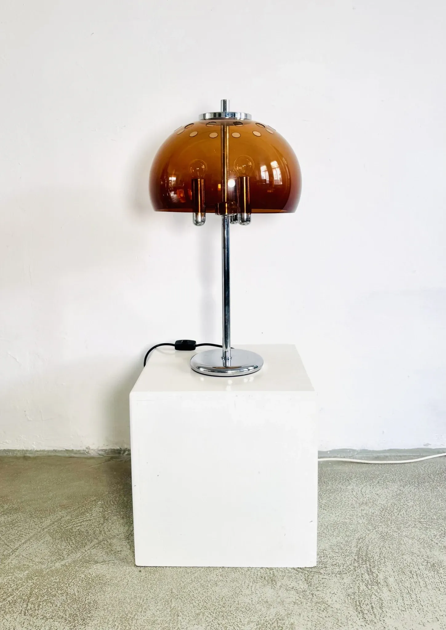Mid-Century Chromed Mushroom Table Lamp With Acrylic Shade, Europe 1970S