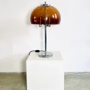 Mid-Century Chromed Mushroom Table Lamp With Acrylic Shade, Europe 1970S