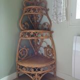 Rattan corner shelf
