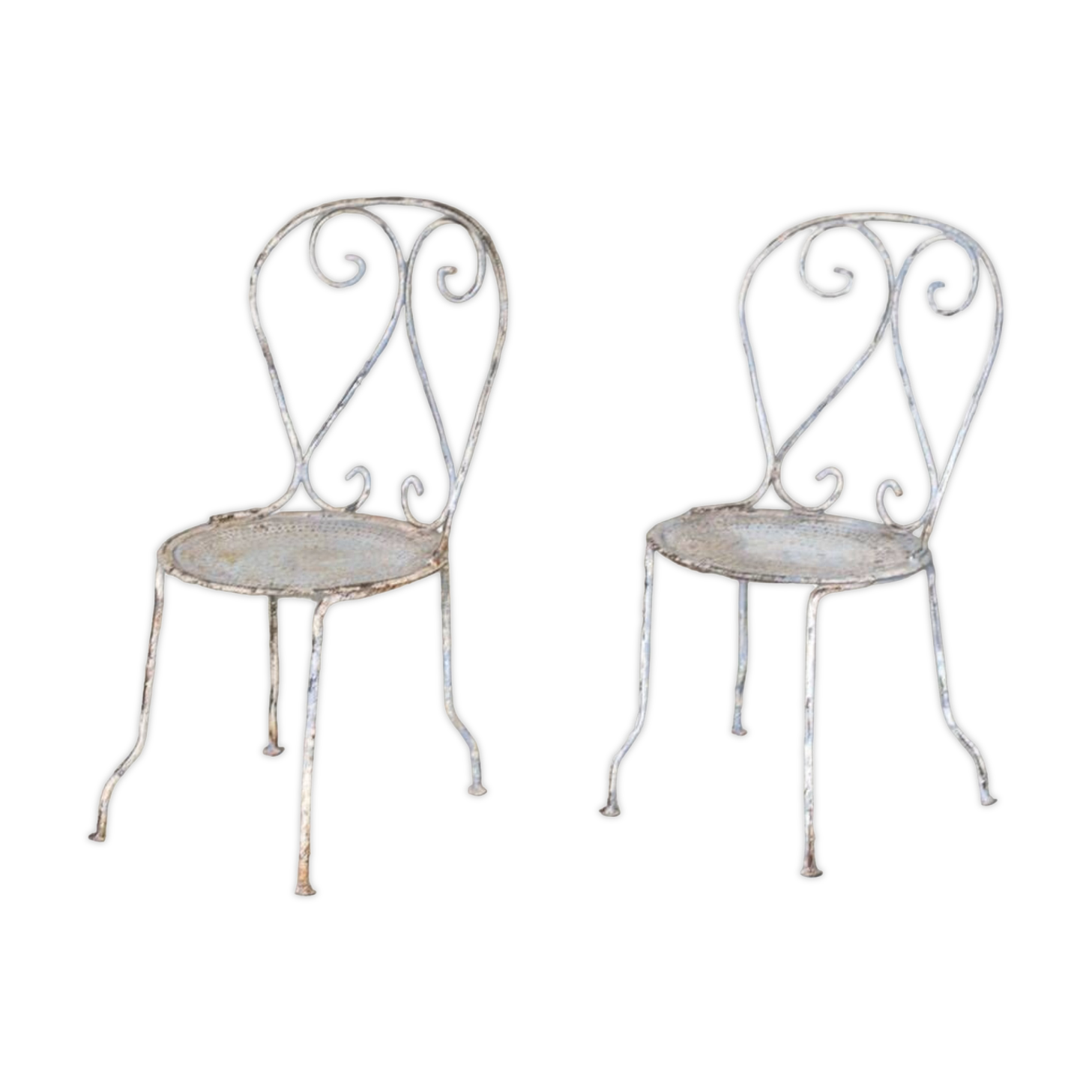 Two iron garden chairs 1950
