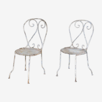 Two iron garden chairs 1950