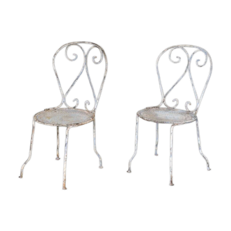 Two iron garden chairs 1950