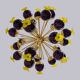 Chandelier Sputnik en verre de Murano et laiton, sphère jaune et violette