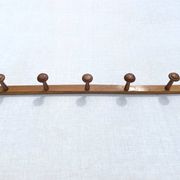 Porte-manteau mural vintage en bois massif à 5 patères - Style bistrot