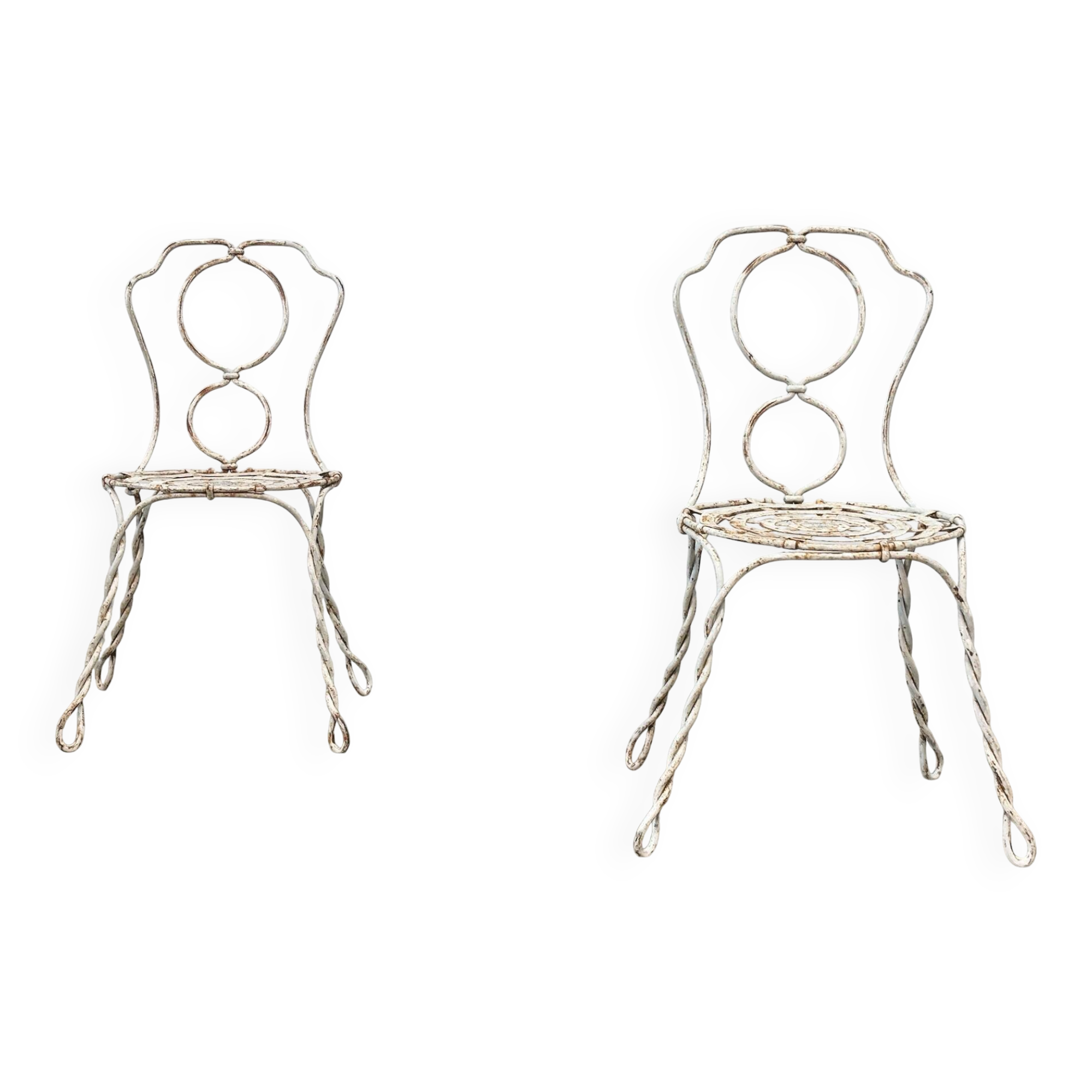 Ensemble de deux chaises de jardin sculpturales françaises