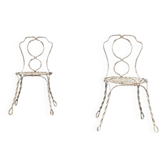Set of two sculptural French garden chairs