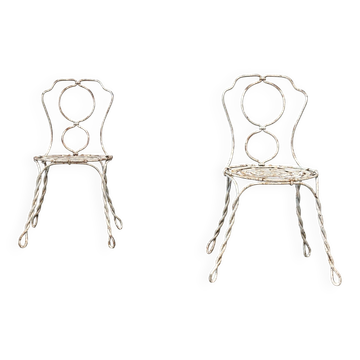 Set of two sculptural French garden chairs