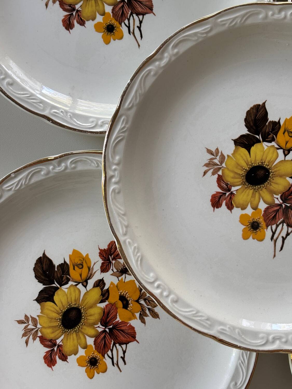 Antique Digoin earthenware dessert plates