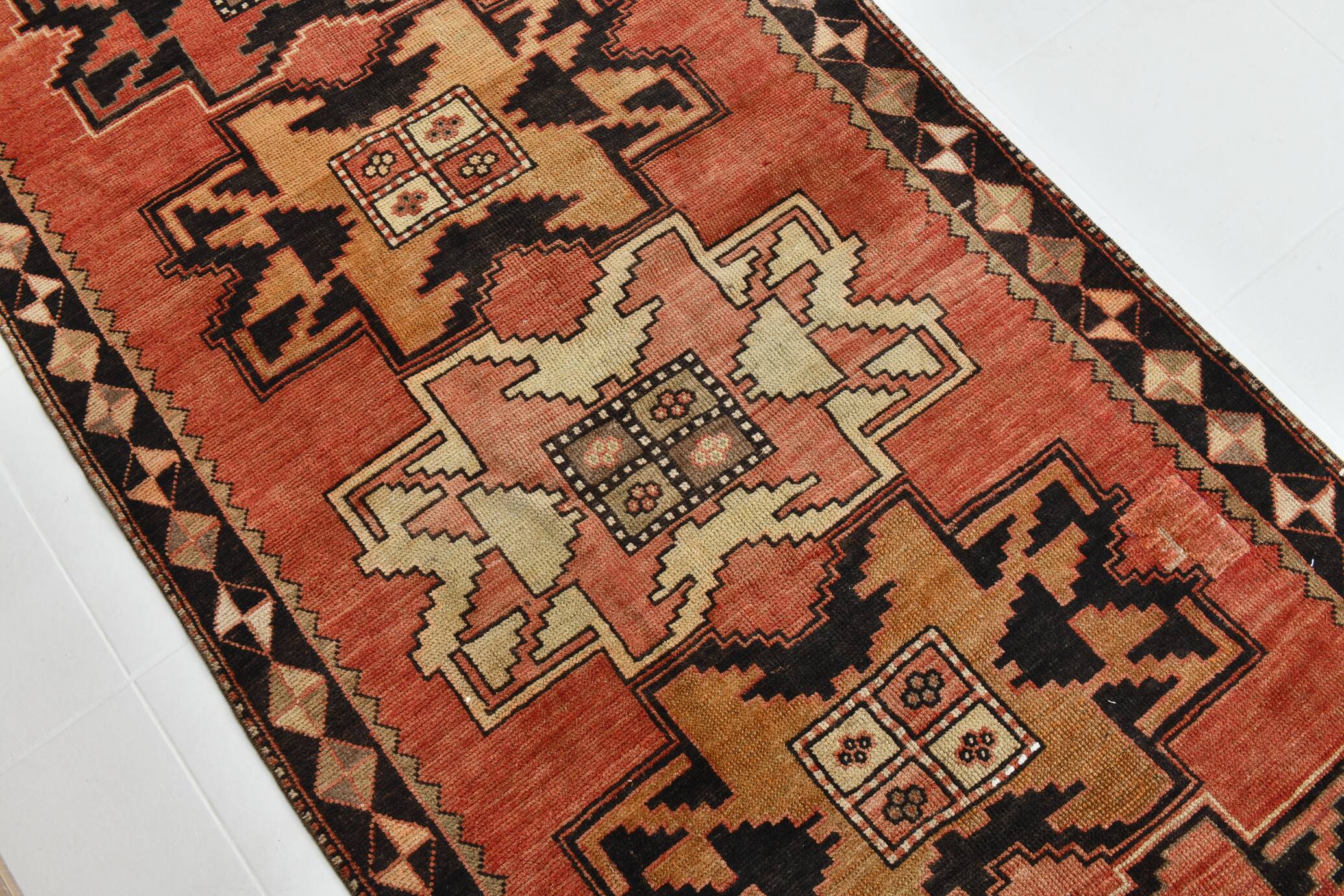 4x10 Vintage Faded Red Long Wide Turkish Runner Rug, 112x316