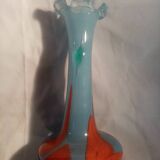 Ancien vase en pâte de verre soufflé bouche de la verrerie de clairey (88)