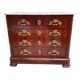 Commode ancienne avec plateau en marbre et placage en acajou