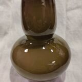 Vintage glossy brown two-layer blown glass vase, Scandinavian taste