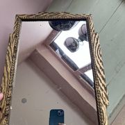 Rare striped Art Deco antique wooden mirror