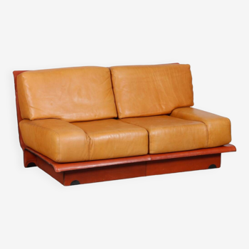 2-seater leather sofa by Gérard Guermonprez, 1970