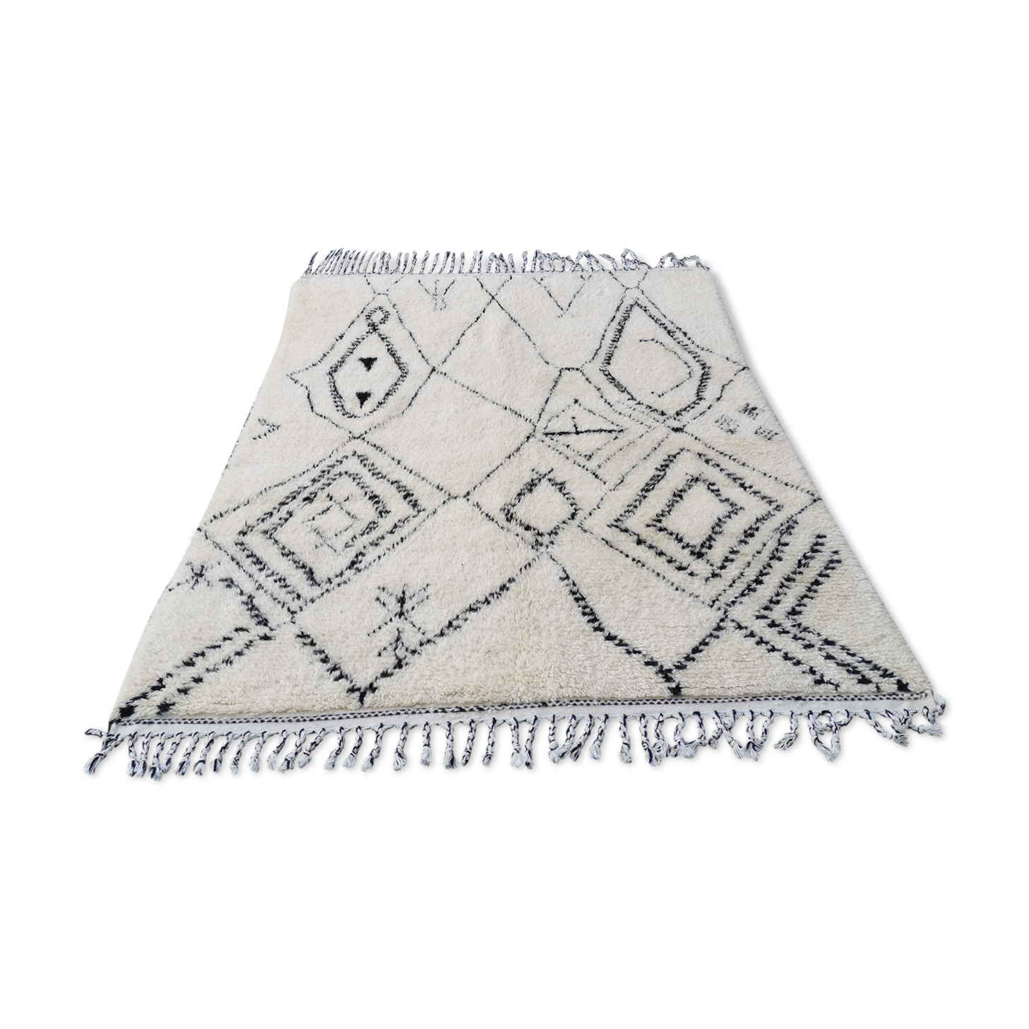 Tapis beni ouarain en laine fait main 260x185 cm