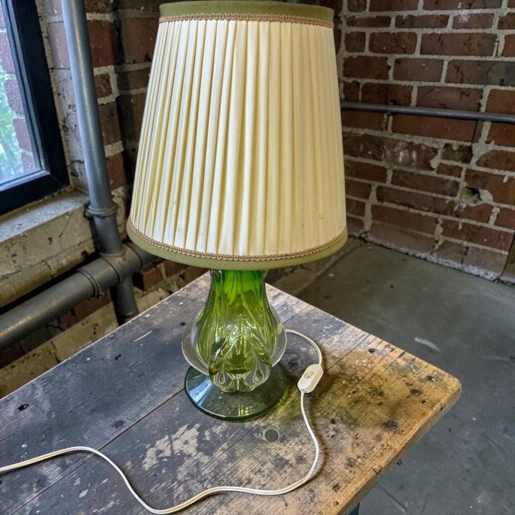Vintage green glass MURANO table lamp / floor lamp