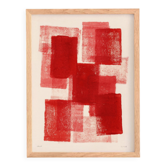 abstract painting 30x40cm illustration red signed eawy