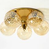 1960s Space Age brass ceiling lamp with 5 glass balls