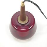 Mid century glass and teak pendant lamp, 1970s