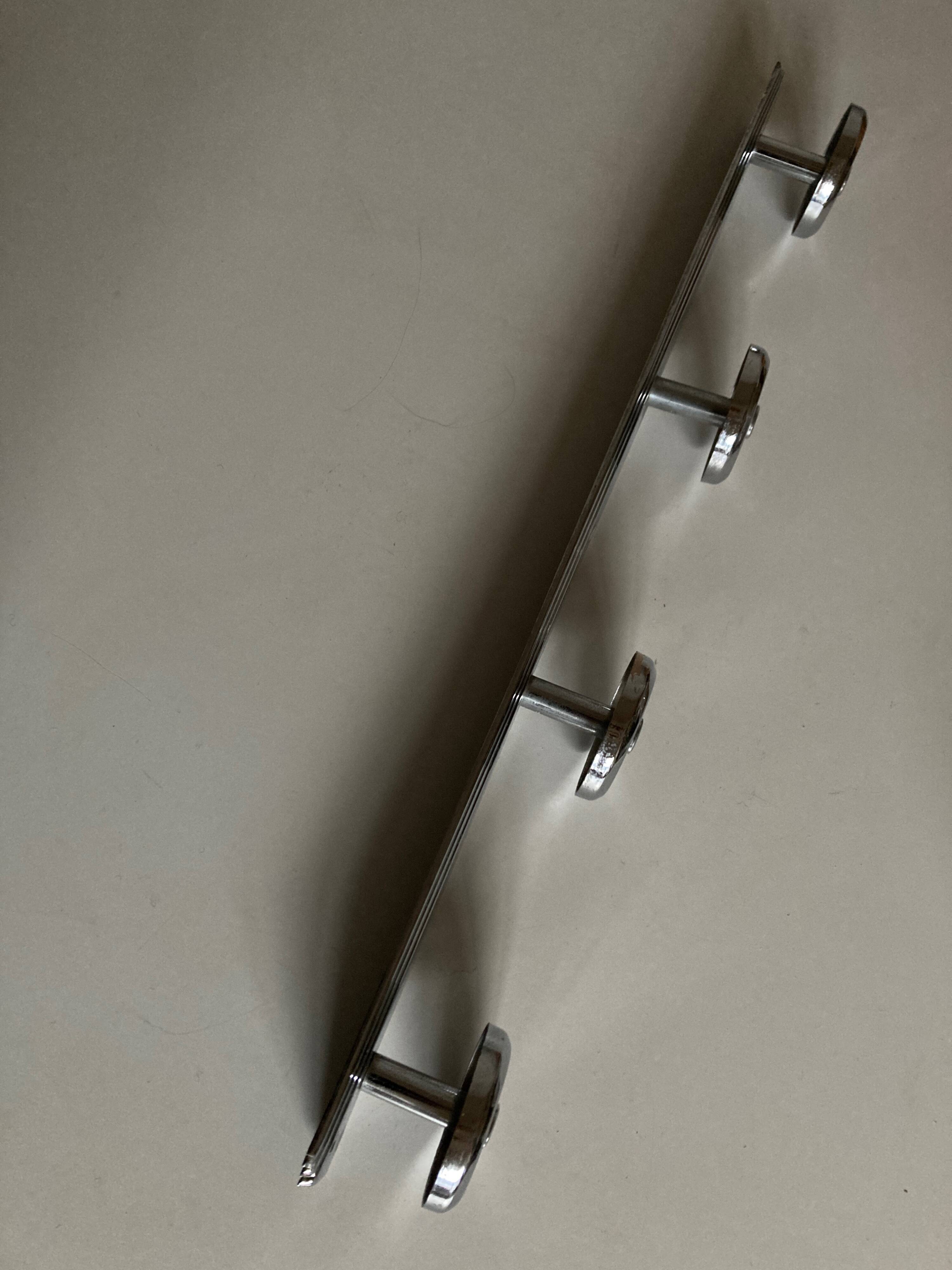 chrome Art Deco bathroom coat hook 57cm