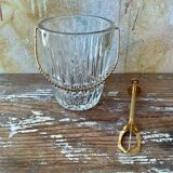 Glass ice bucket and tongs