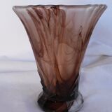 Two-coloured smoked pressed glass vase