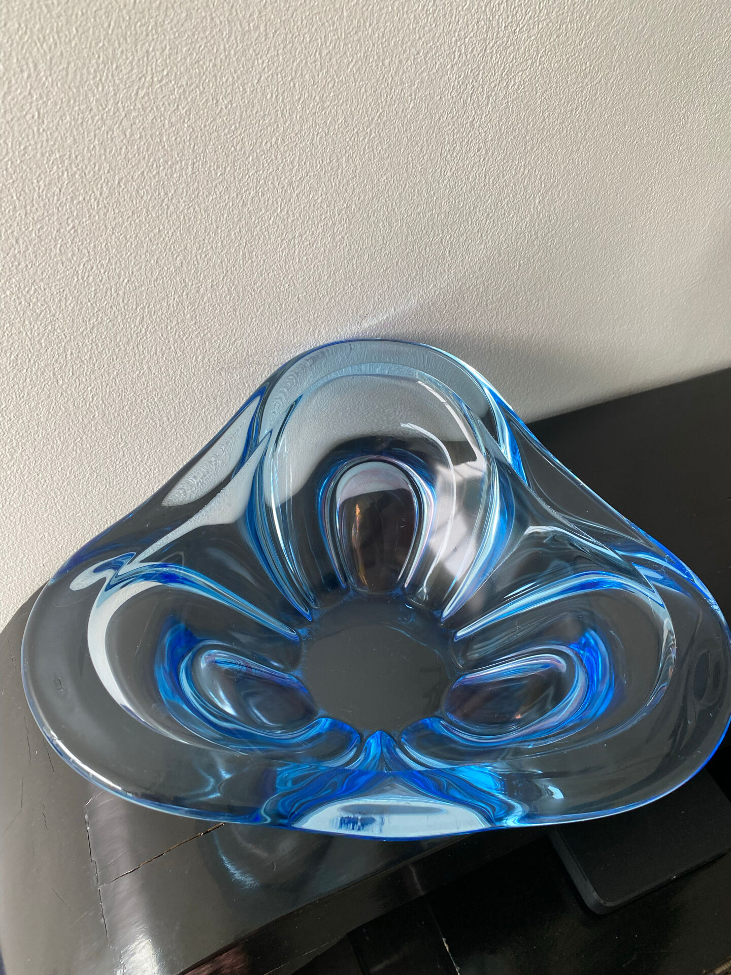 Large light blue Murano fruit bowl