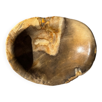 Dark beige oval petrified wood bowl 25x19 - 3782