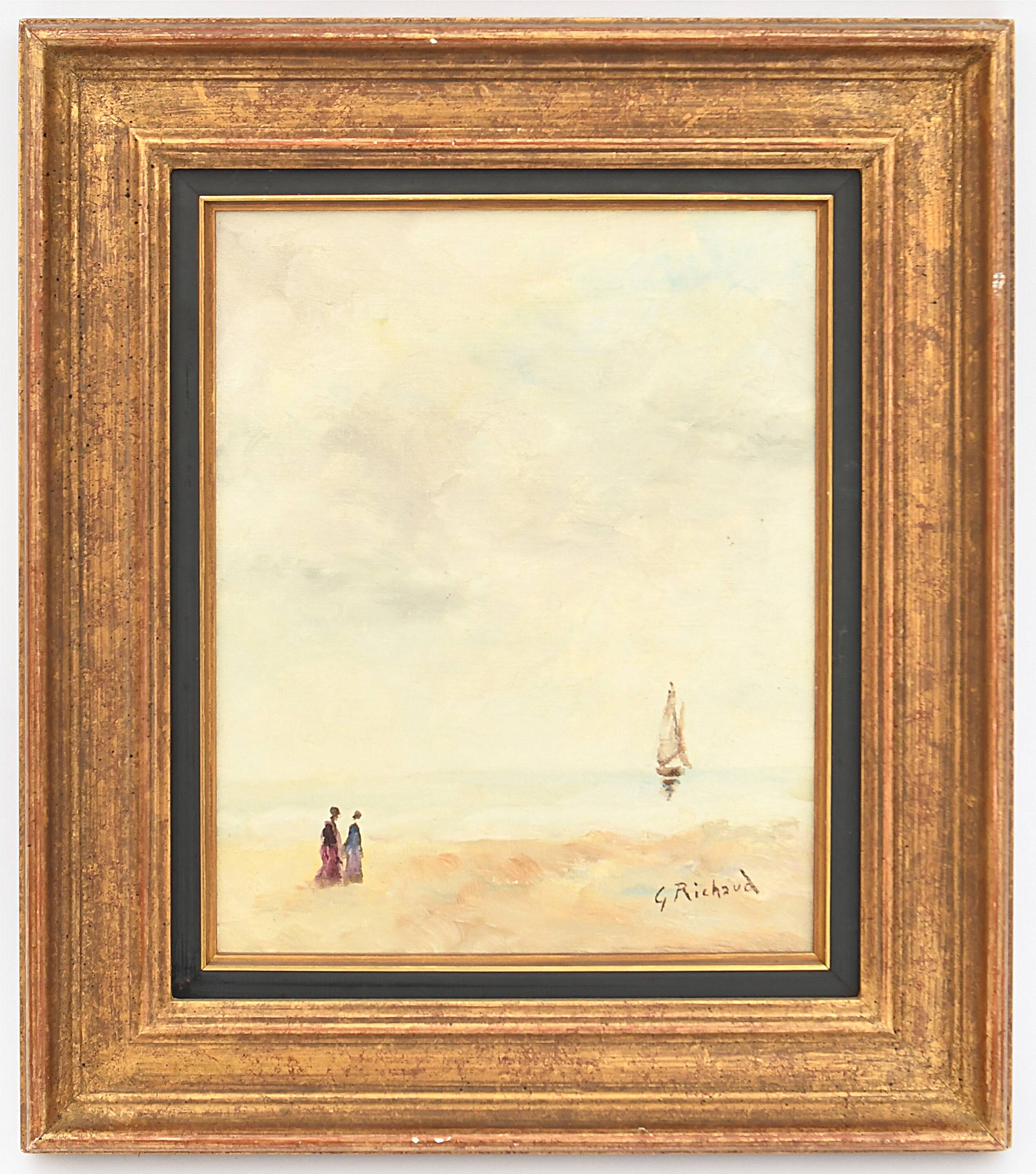 Georges RICHAUD (XX) Oil on canvas La Plage