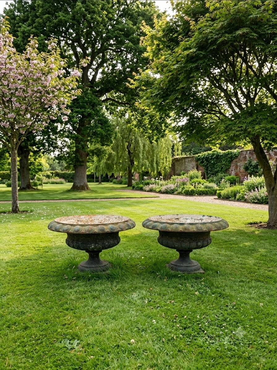 Pair of Medici vases in cast iron from the 19th century, 55cm wide.