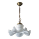 Vintage chandelier, white opaline chandelier and metal, opaline pendant, lamp
