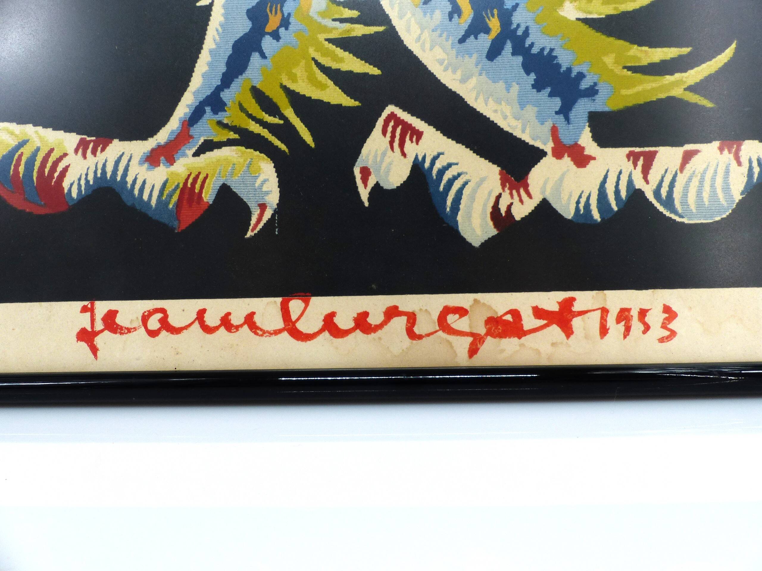 Original hand-signed lithograph, Jean Lurçat, "Stylized Rooster", 1953