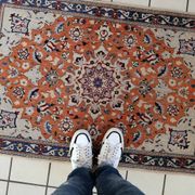 Vintage 1950s Persian Tabriz rug with silk highlights 84cm x 127cm