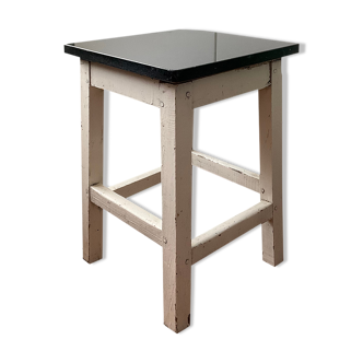 Tabouret avec plateau en marbre noir vintage