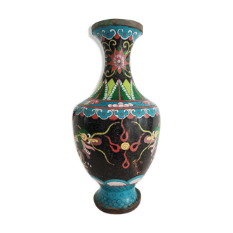 Vase émail cloisonné chinois décor dragons