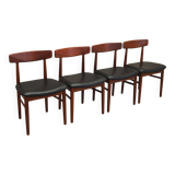 Set of four teak chairs, Danish design, 1960s, manufacture: Bruno Hansen, d