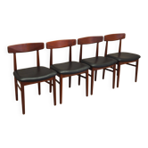 Ensemble de quatre chaises en teck, design danois, années 1960, fabrication : Bruno Hansen, d