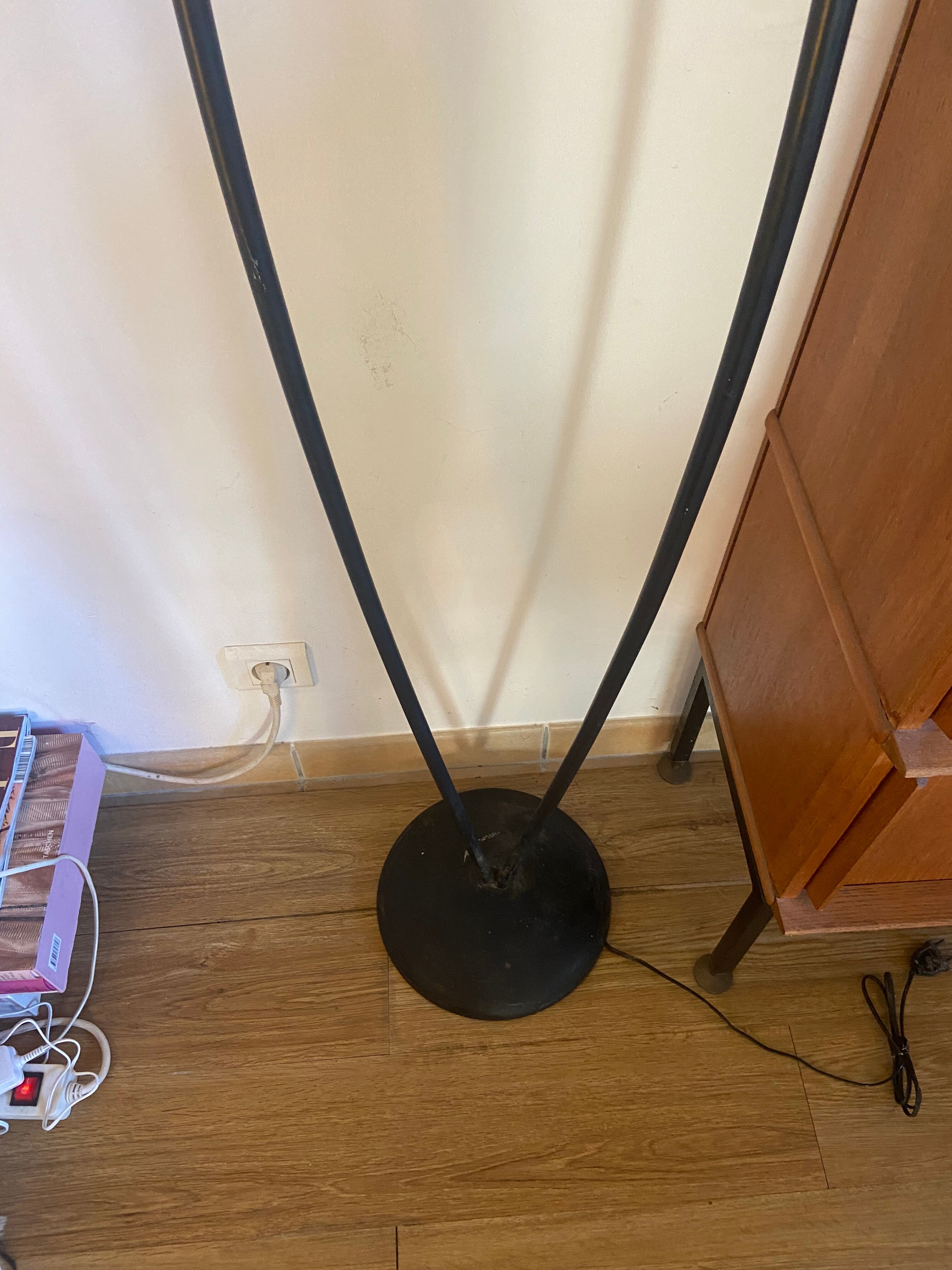 Floor lamp 50s in brass metal and opaline