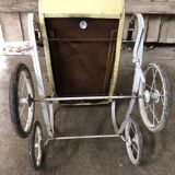Stroller doll metal wheels hooded child's toy 50s vintage